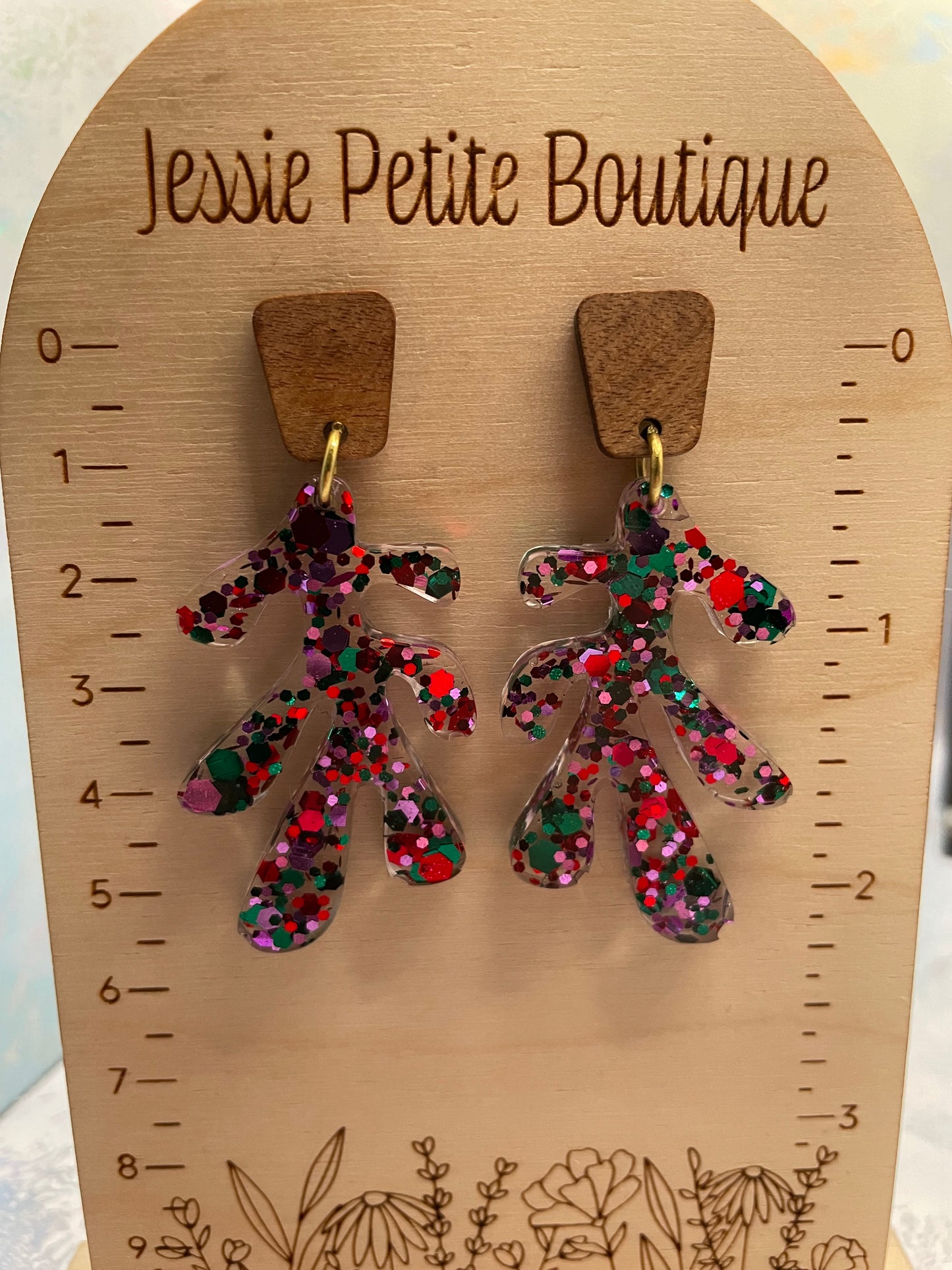 Lea : Boucles d'oreilles + Clous en bois (Acier inoxydable)