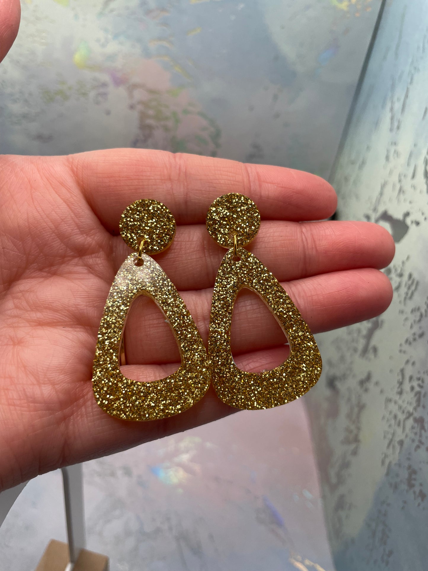 Sparkly Gold Teardrop Earrings-NICKEL FREE