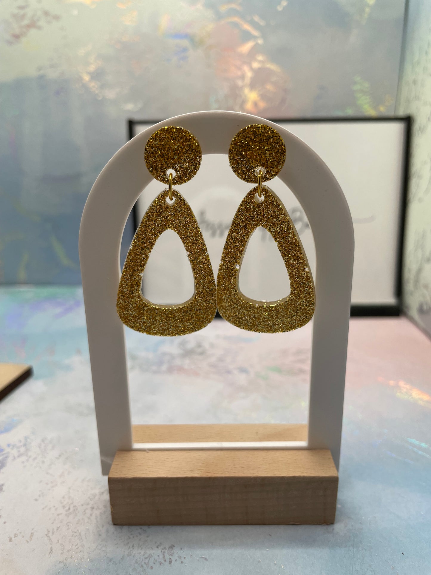 Sparkly Gold Teardrop Earrings-NICKEL FREE