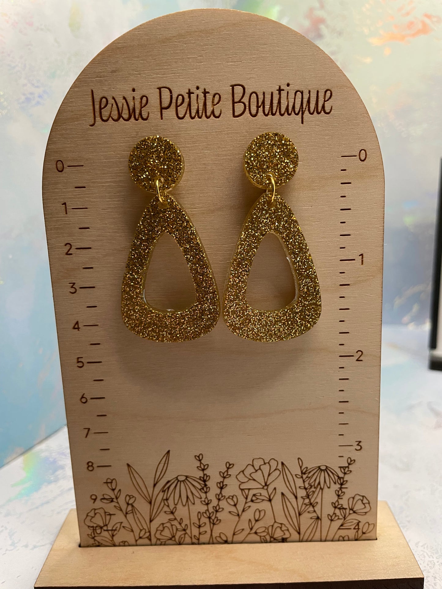 Sparkly Gold Teardrop Earrings-NICKEL FREE