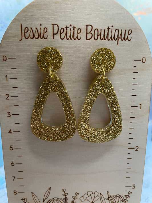 Sparkly Gold Teardrop Earrings-NICKEL FREE