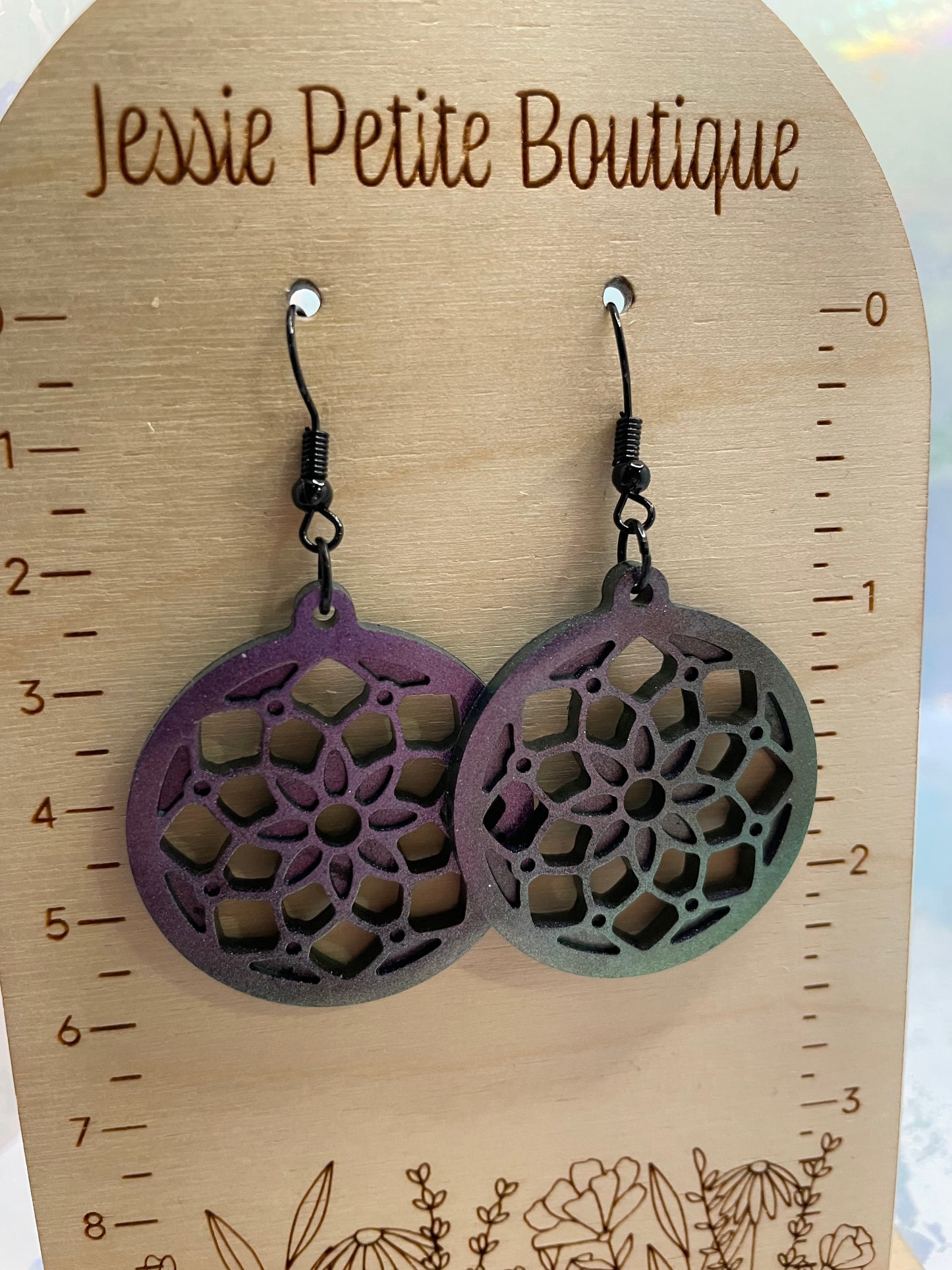 Chameleon Purple Mandala Earrings