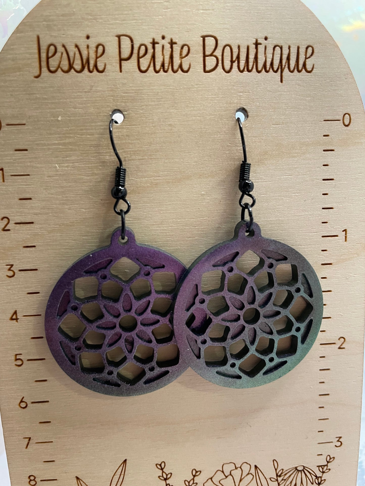 Chameleon Purple Mandala Earrings