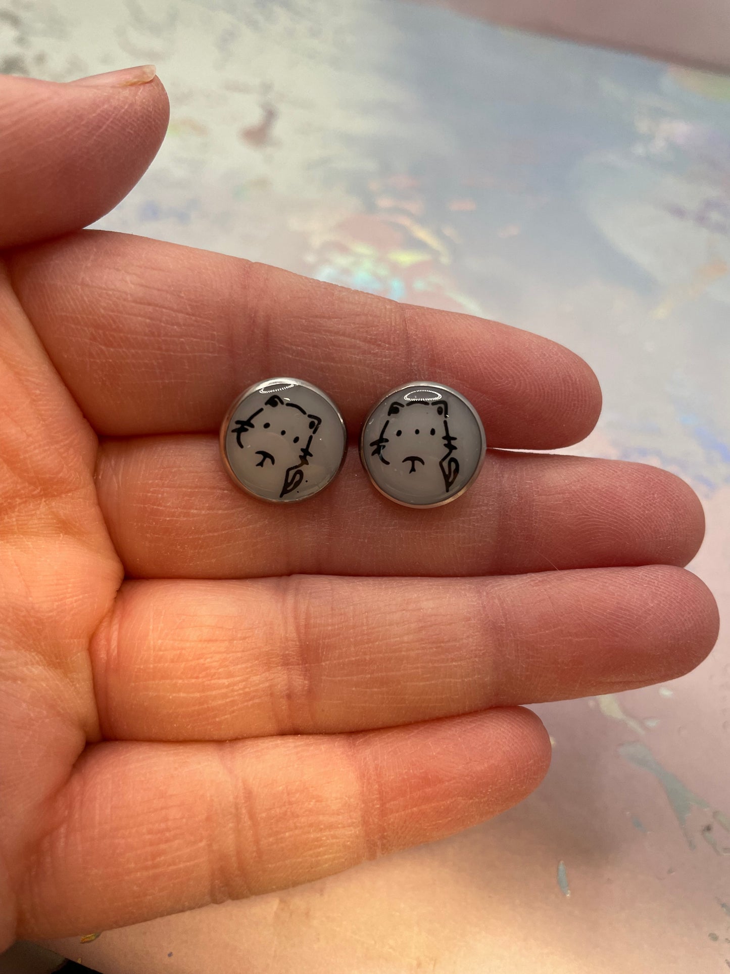 Boutons d’oreille chat-Acier Inoxydable