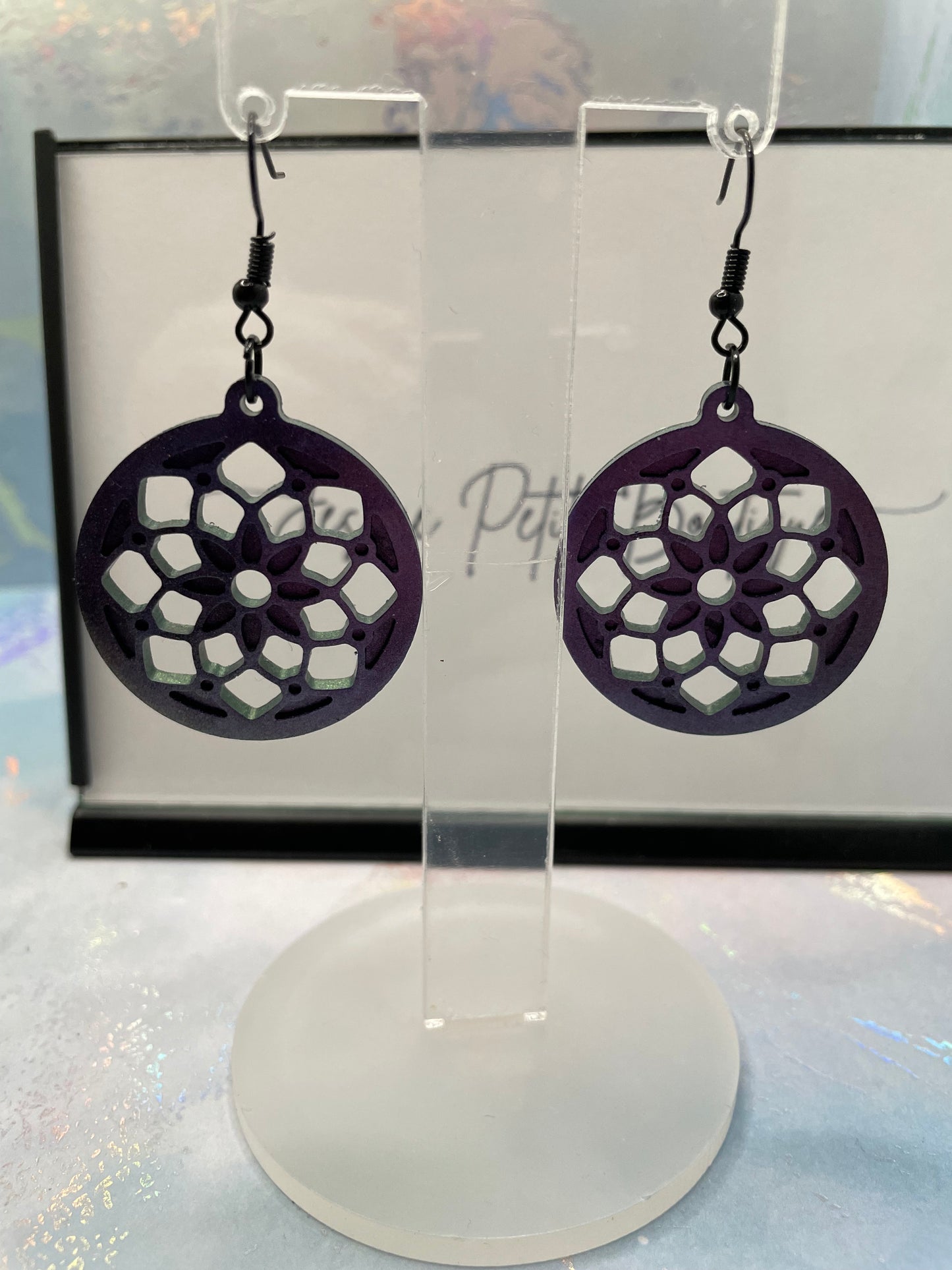 Chameleon Purple Mandala Earrings