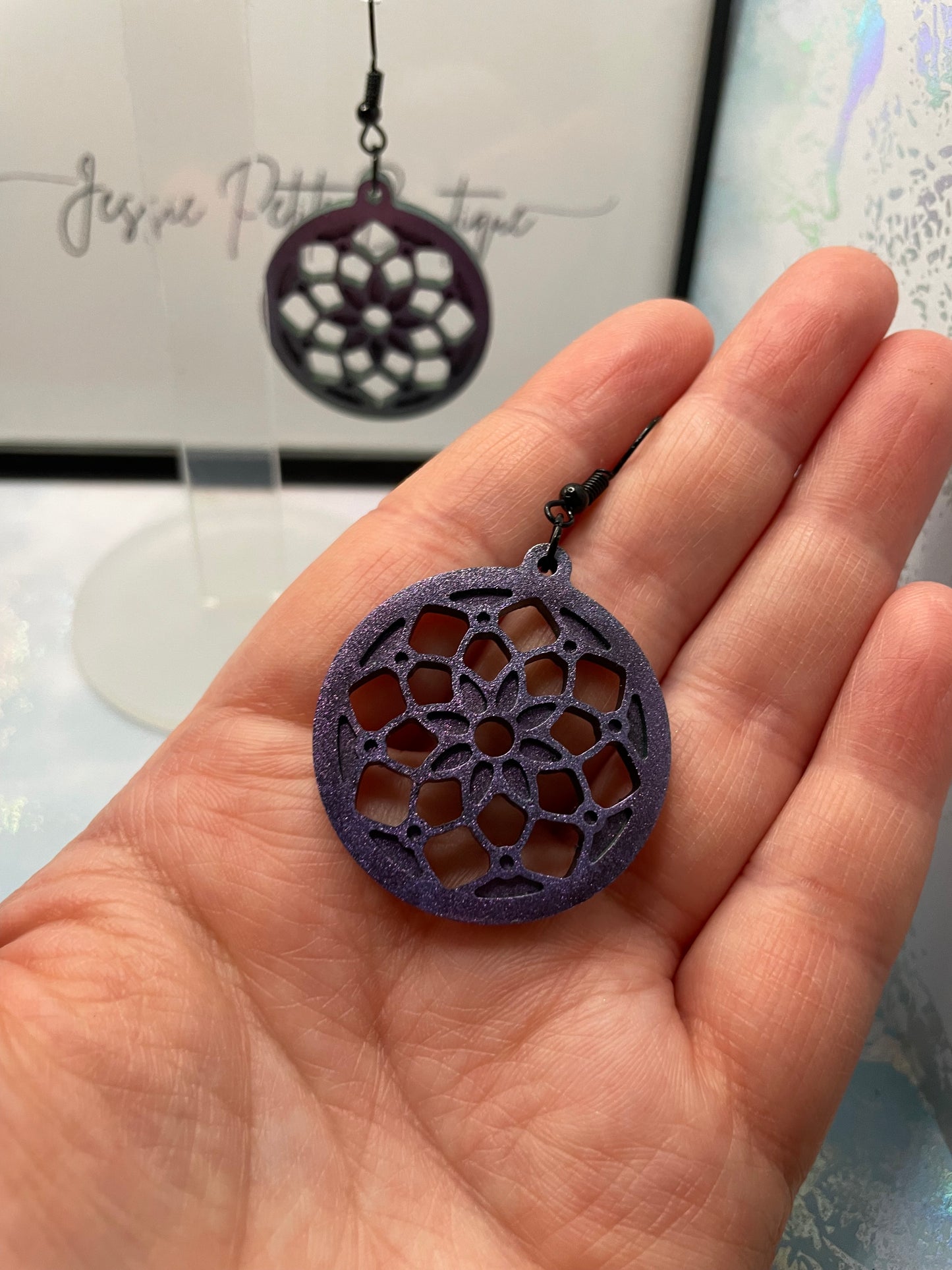 Chameleon Purple Mandala Earrings