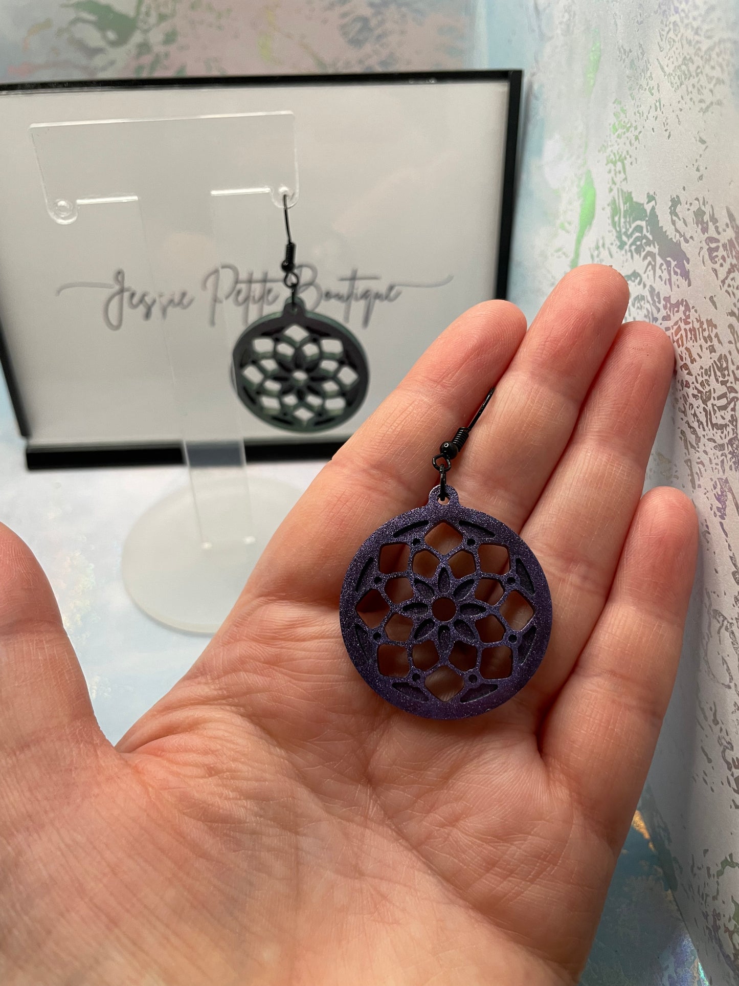 Chameleon Purple Mandala Earrings
