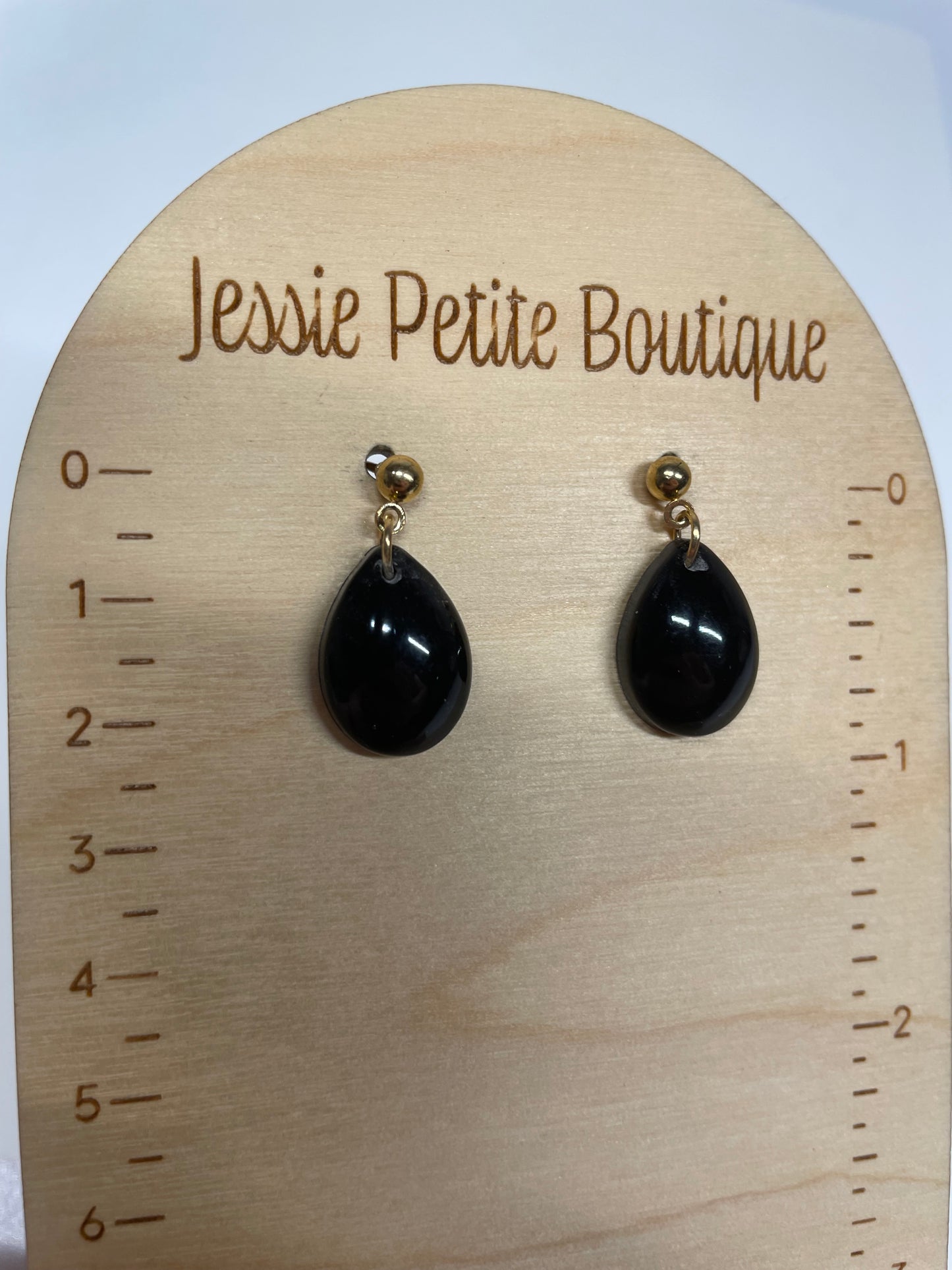 Boucles d’oreilles pendantes – Goutte noire