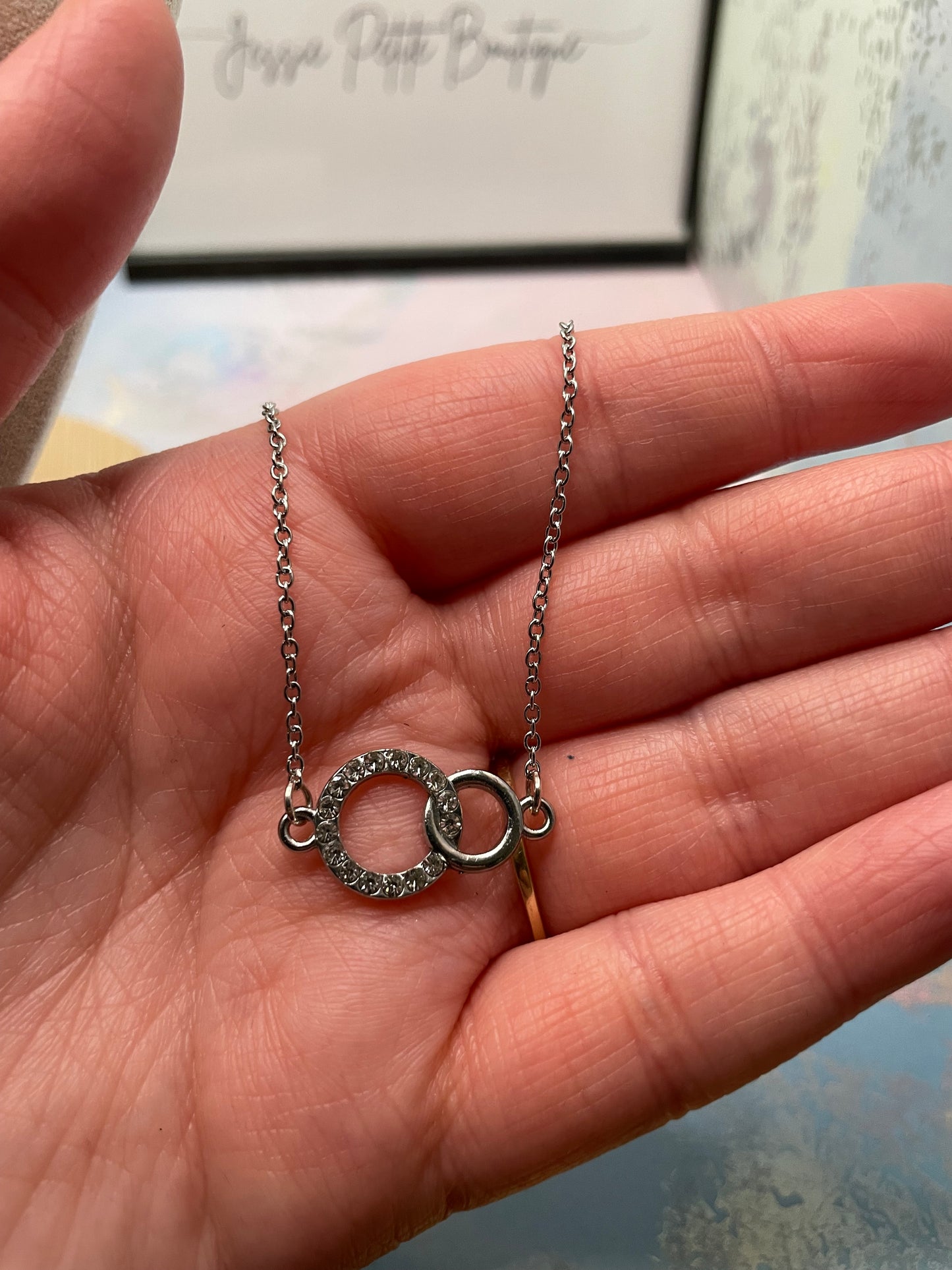 Silver Circle Link Necklace - STAINLESS STEEL