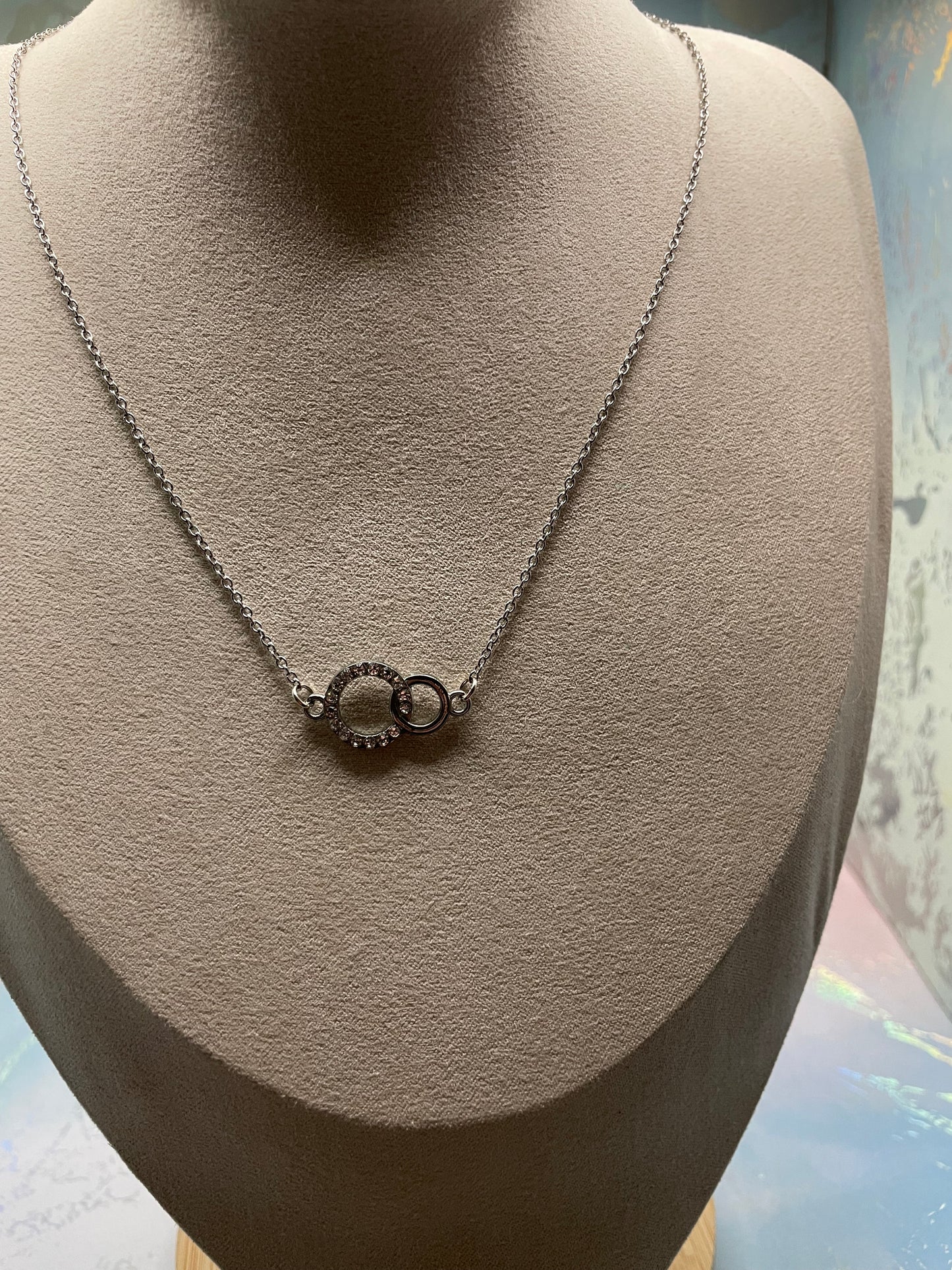 Silver Circle Link Necklace - STAINLESS STEEL