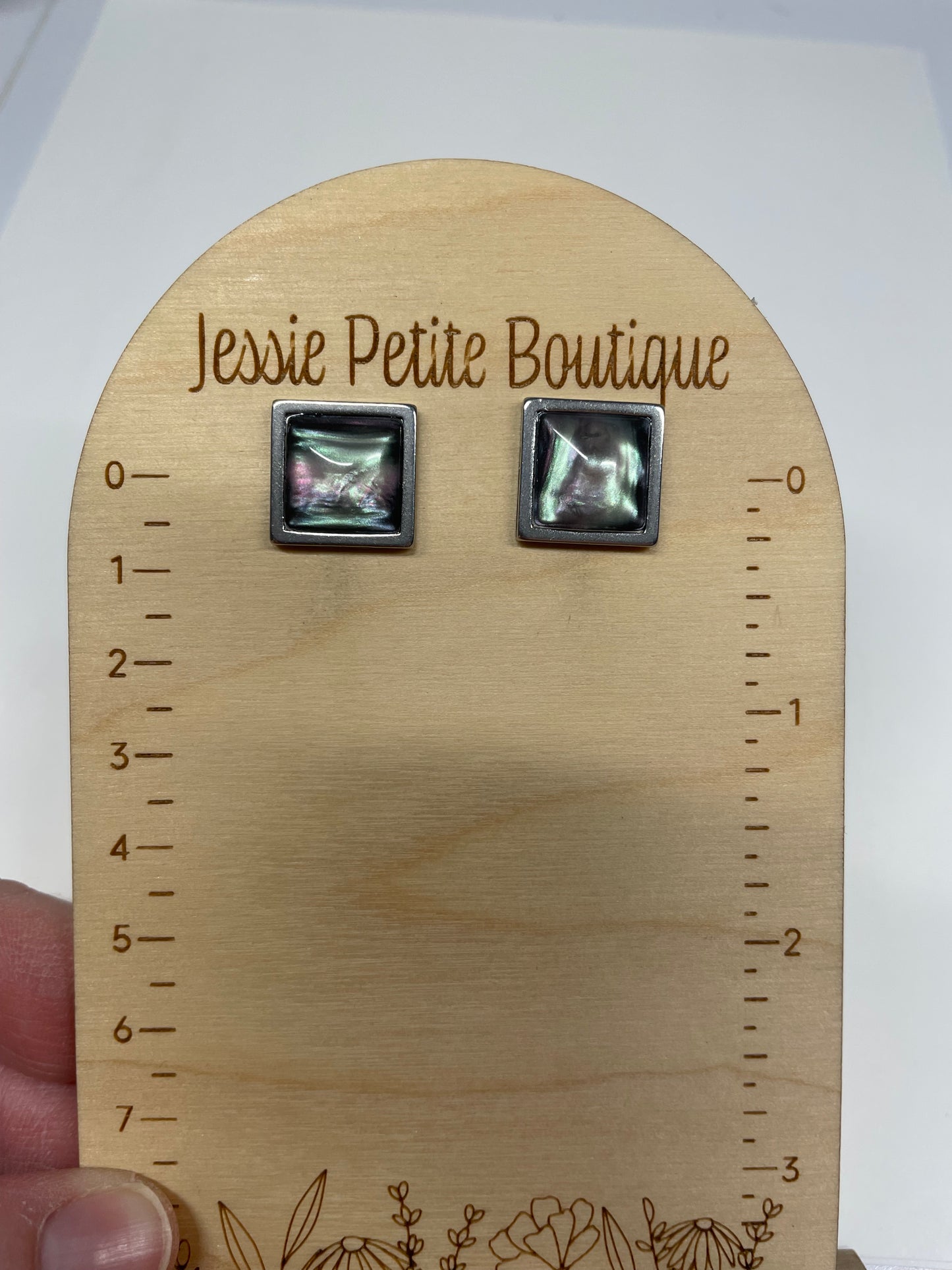 Boutons carrés Effet Aurores Boréales - Acier inoxydable