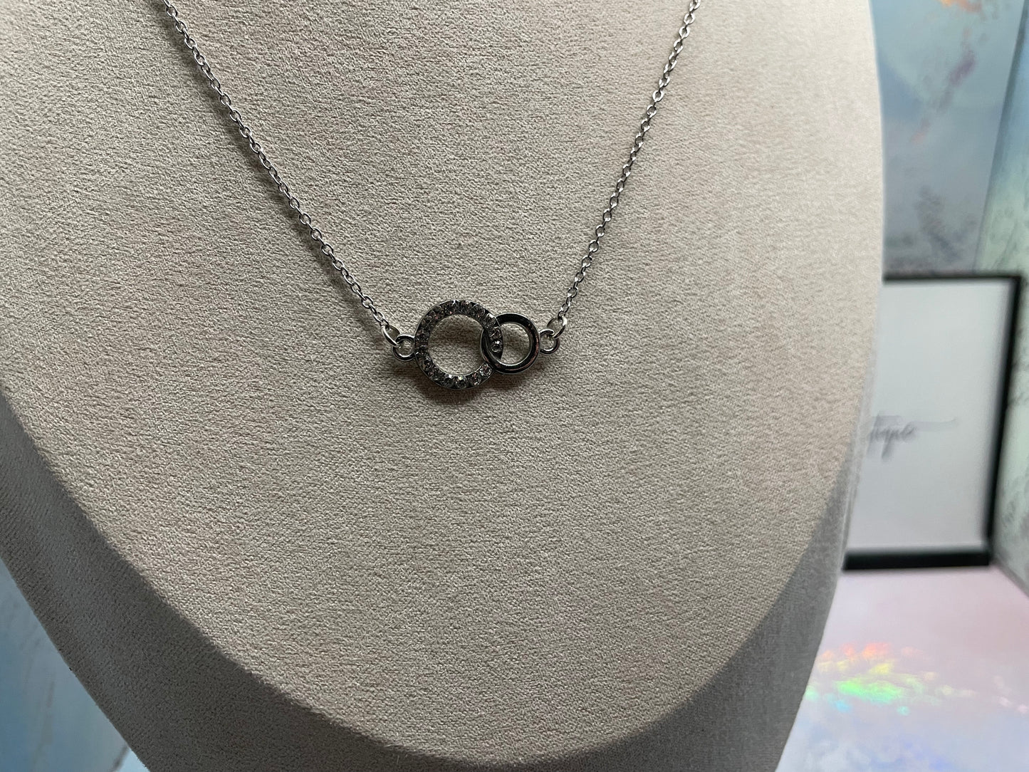 Silver Circle Link Necklace - STAINLESS STEEL
