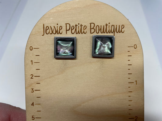 Boutons carrés Effet Aurores Boréales - Acier inoxydable