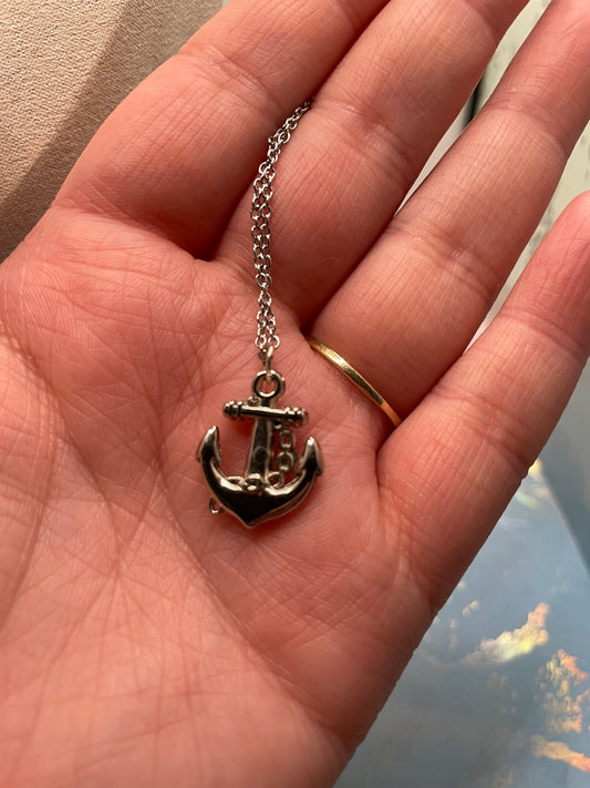 Silver Anchor Necklace - 22'' chain STAINLESS STEEL