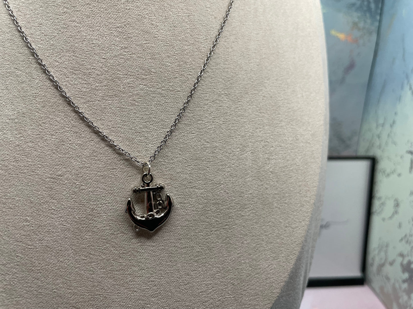 Silver Anchor Necklace - 22'' chain STAINLESS STEEL