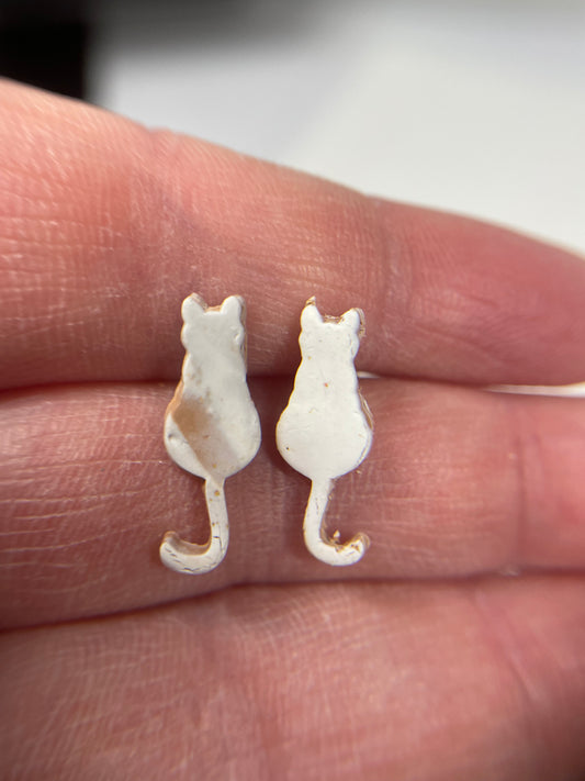 Boutons d'oreille argile chat - sans nickel