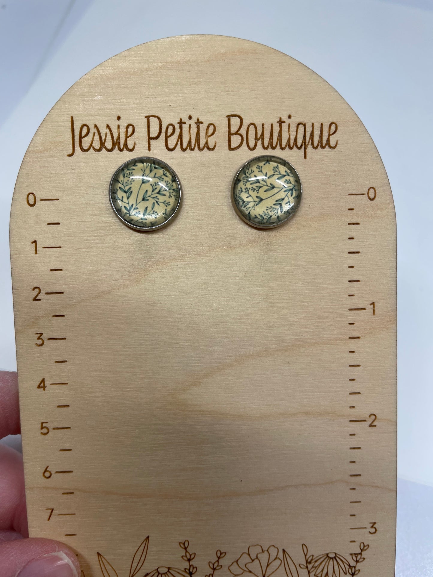 Boutons d'oreille Cabochon Foliage- Acier Inoxydable