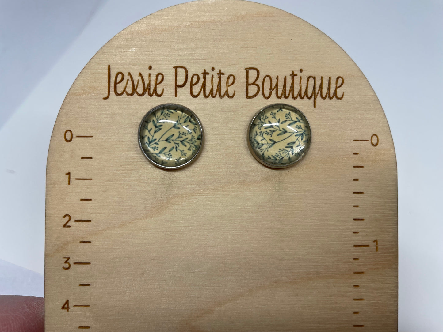 Boutons d'oreille Cabochon Foliage- Acier Inoxydable