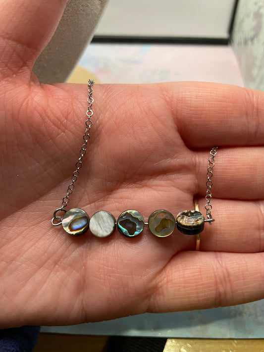 Dark Shell Silver Necklace 18''-STAINLESS STEEL