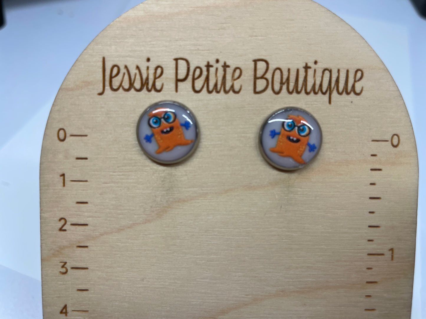 Boutons d'oreille monstre orange-Acier Inoxydable