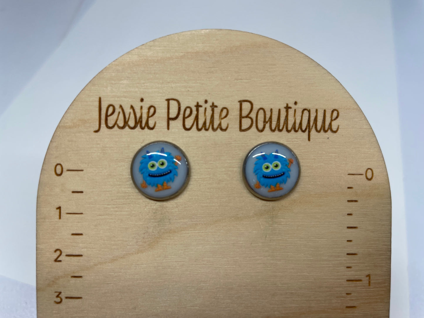 Bouton d'oreille monstre bleu-Acier Inoxydable