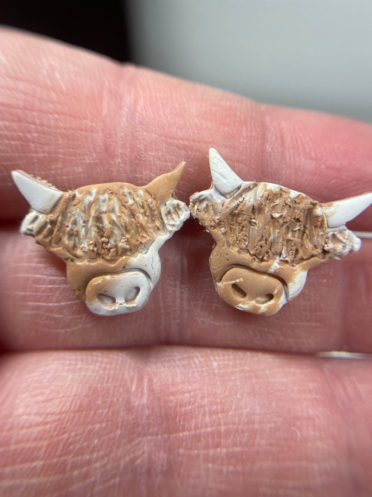 Highland Cow Clay Stud Earrings-Nickel Free