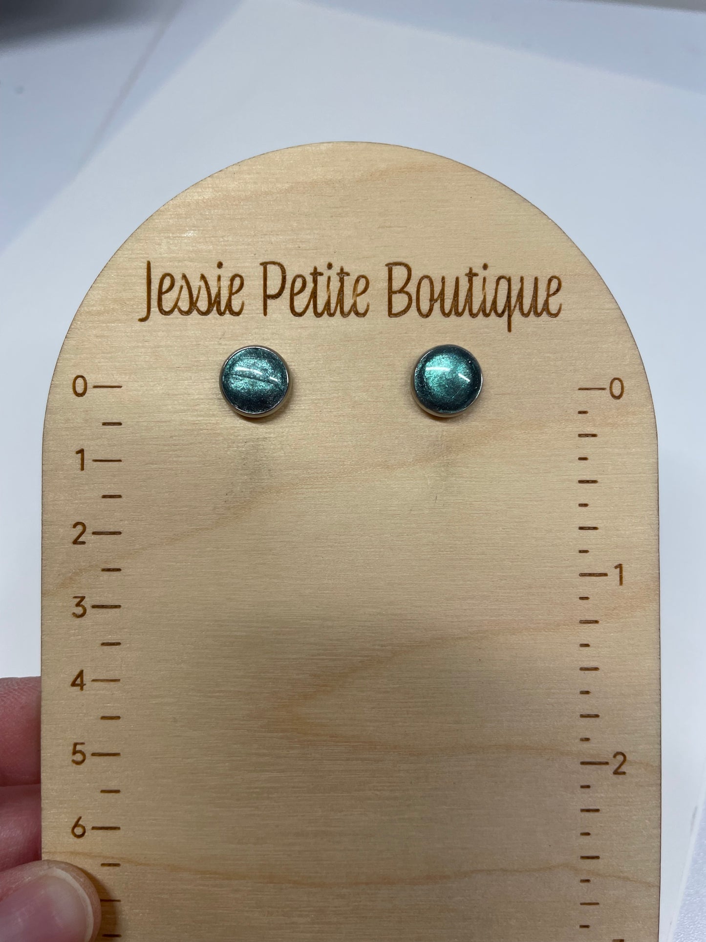 Teal Clay Stud Earrings-Stainless steel