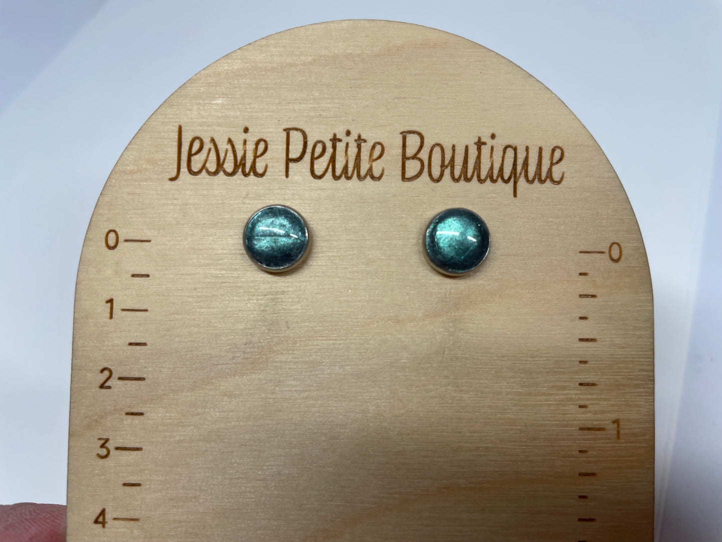 Teal Clay Stud Earrings-Stainless steel