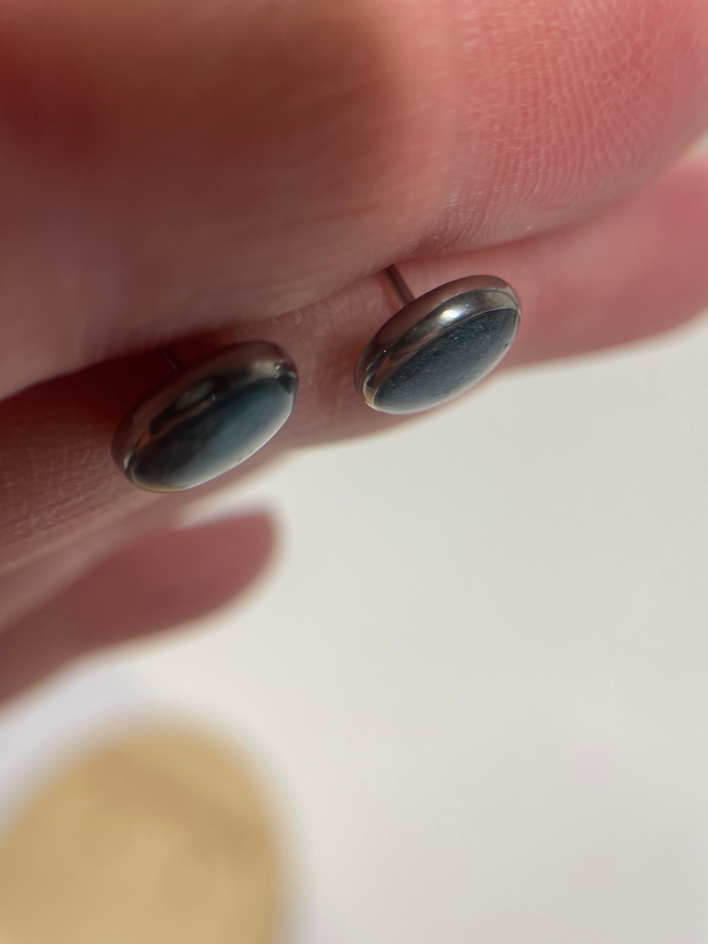 Teal Clay Stud Earrings-Stainless steel