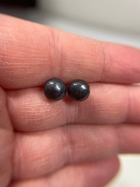 Dark Grey Small Round Stud Earrings-Nickel Free