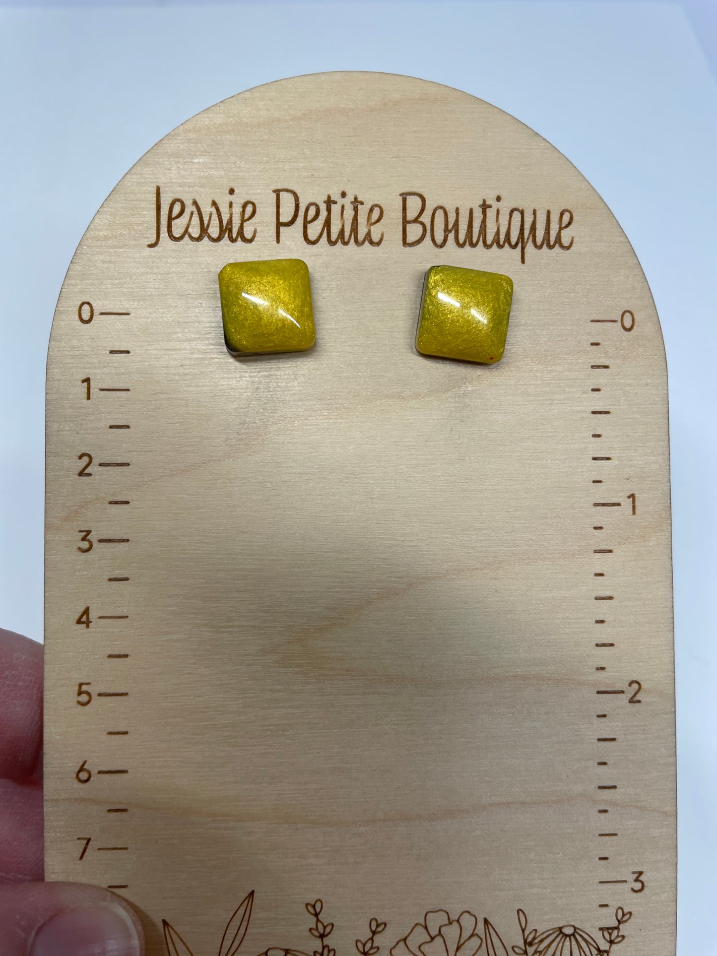 Bouton d'oreille Carrés Jaune