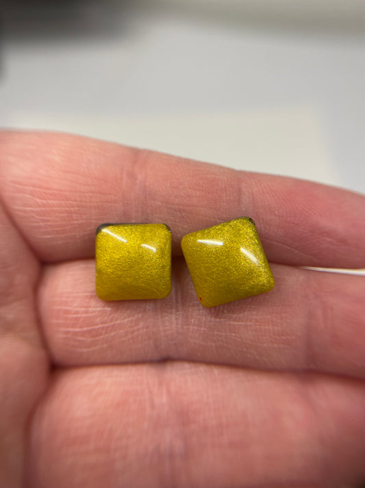 Bouton d'oreille Carrés Jaune
