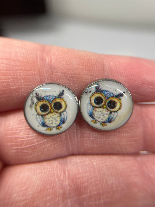 Bouton d'oreille Hibou-Acier Inoxydable+Sans Nickel
