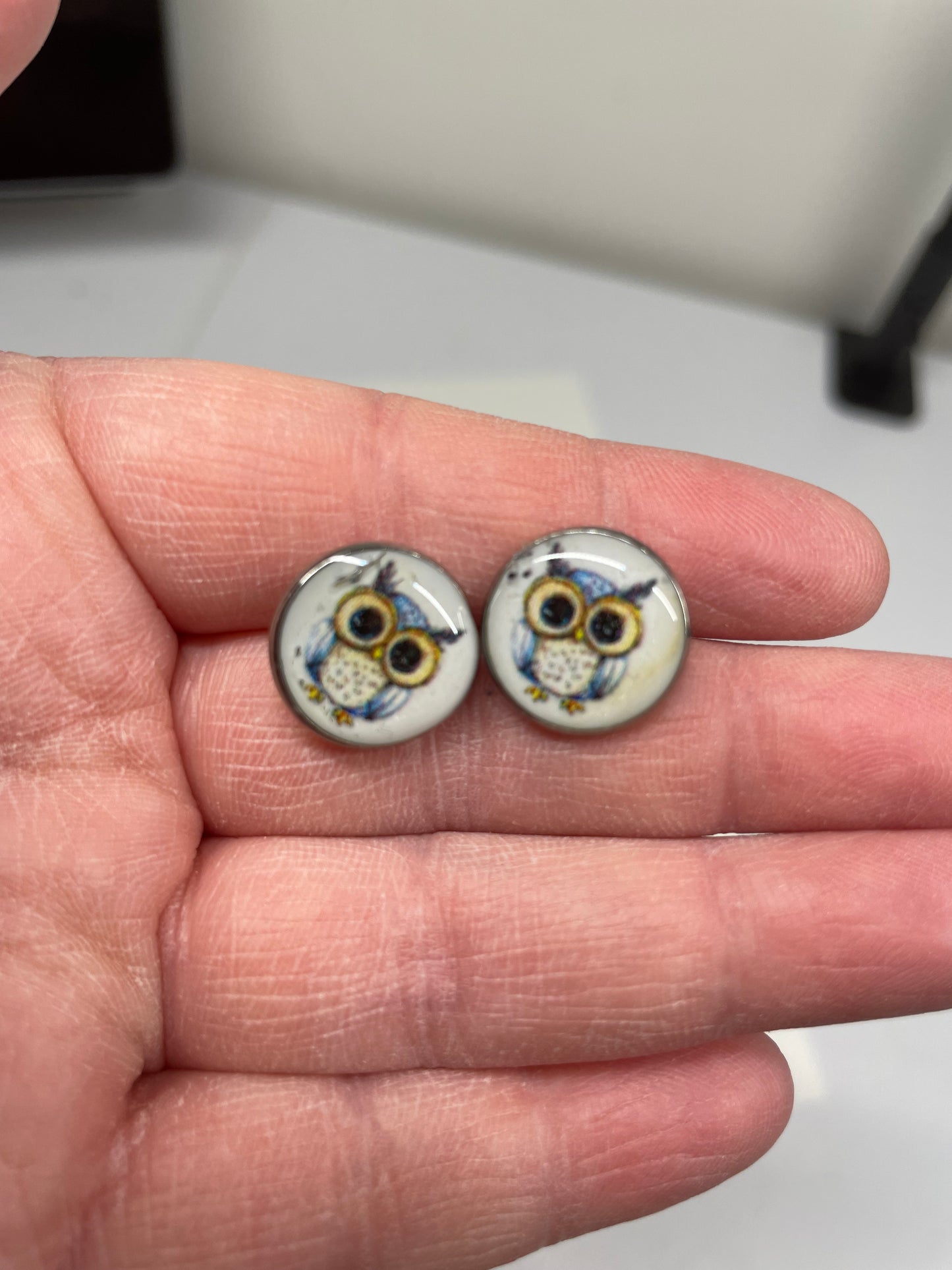 Bouton d'oreille Hibou-Acier Inoxydable+Sans Nickel