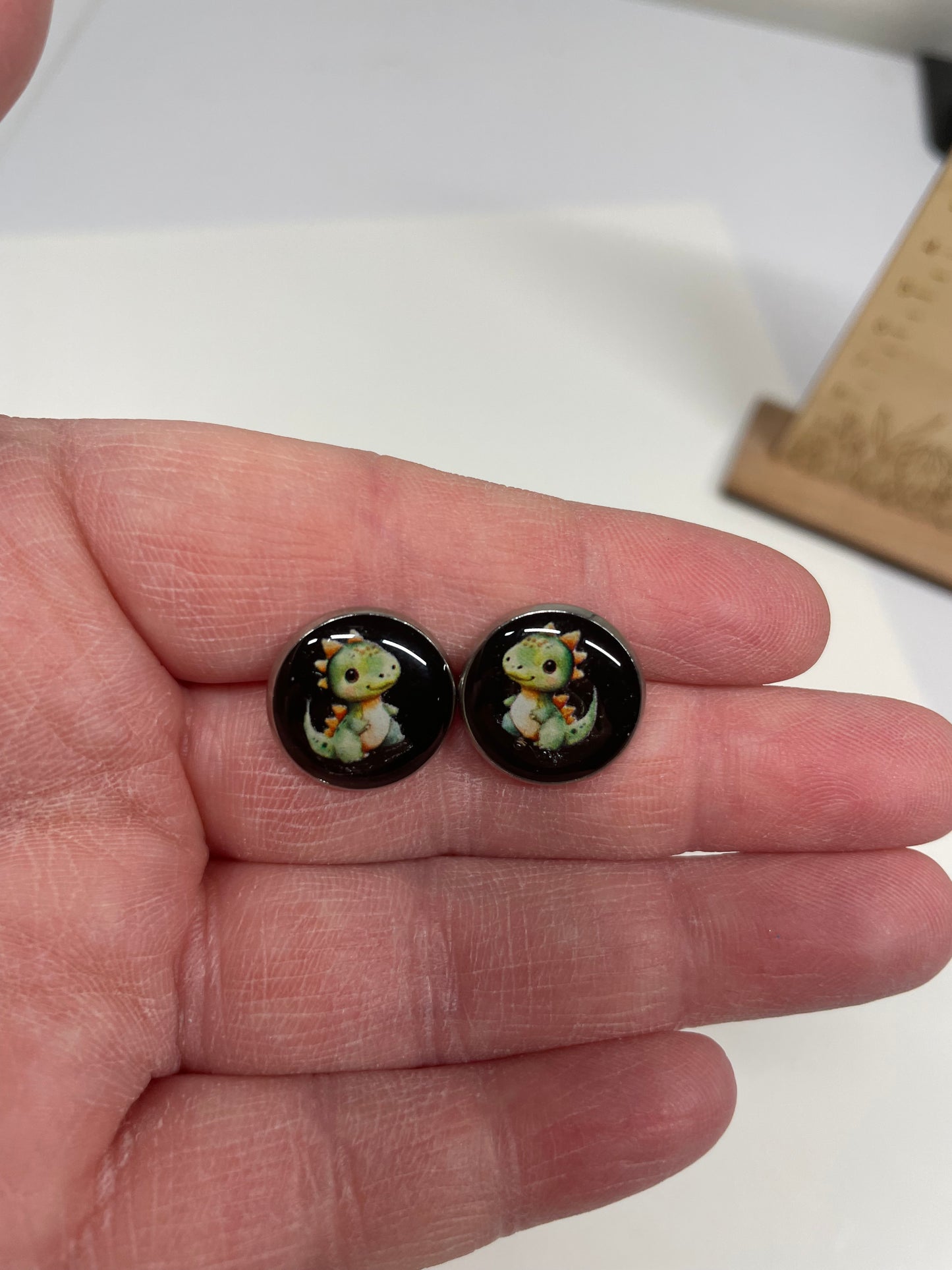 Bouton d'oreille dinosaure-Acier Inoxydable+Sans Nickel