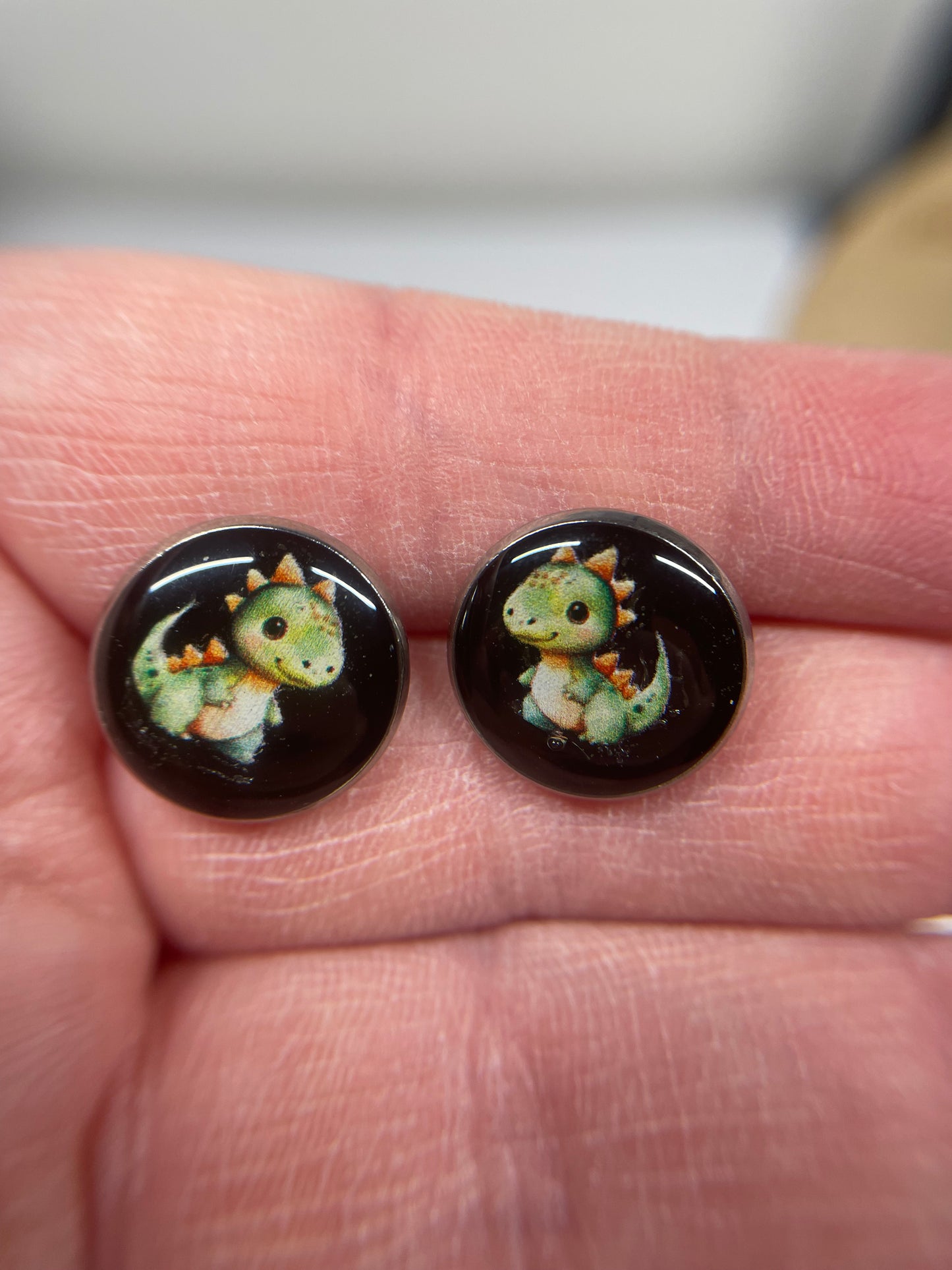 Bouton d'oreille dinosaure-Acier Inoxydable+Sans Nickel