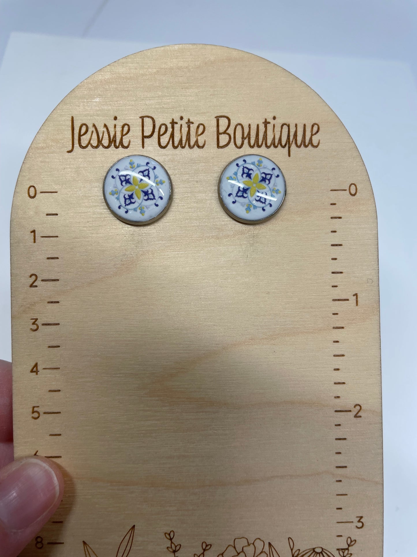 Boutons d'oreilles mandala blanche-Acier Inoxydable+Sans Nickel