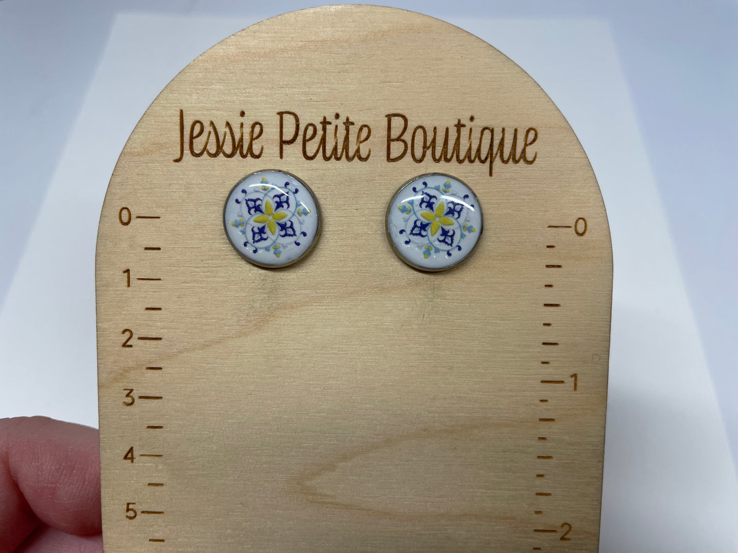 Boutons d'oreilles mandala blanche-Acier Inoxydable+Sans Nickel