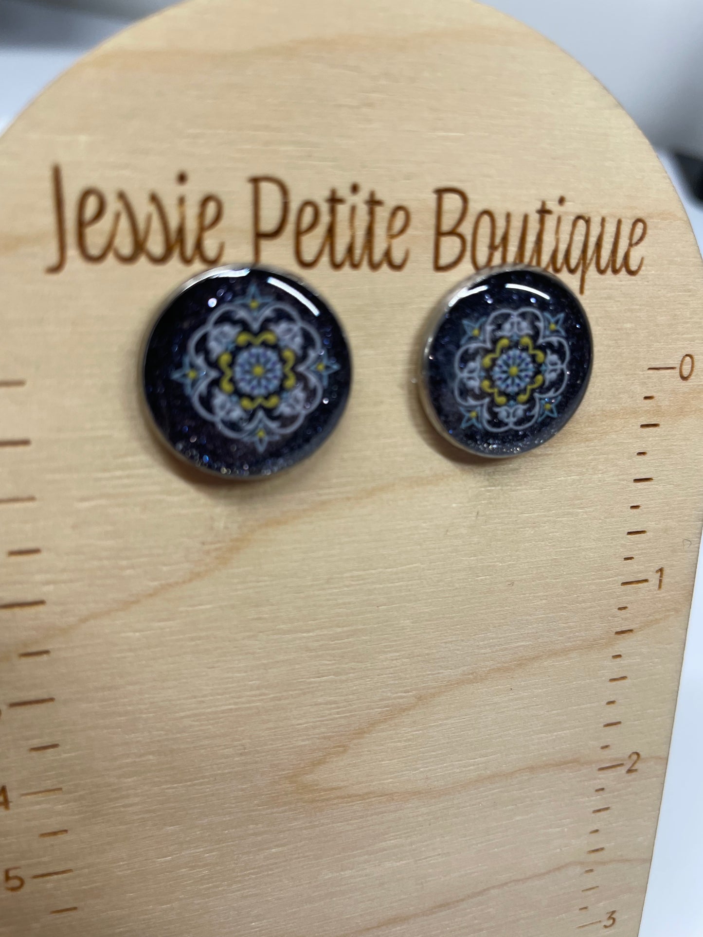 Boutons d'oreilles mandalas-Sans Nickel+Acier Inoxydable