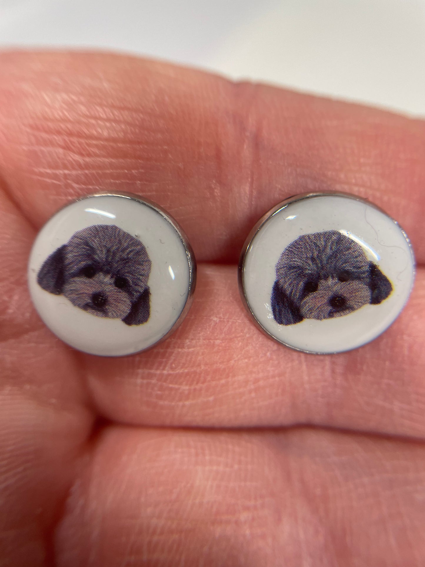 Dog portrait Stud Earrings-Stainless Steel+Nickel Free