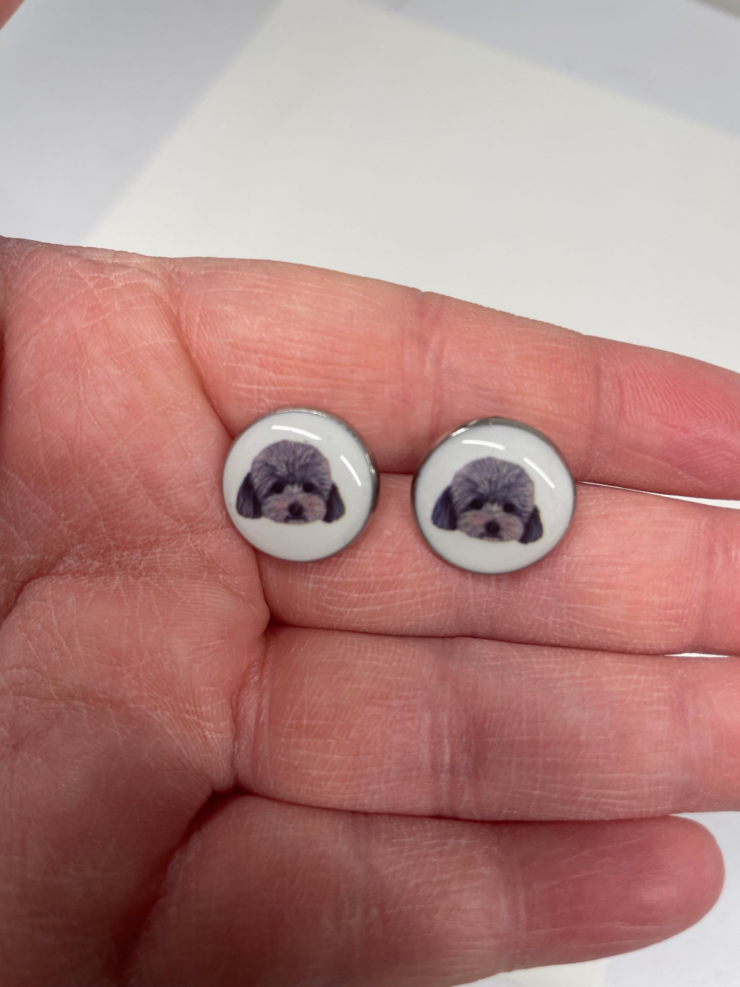Dog portrait Stud Earrings-Stainless Steel+Nickel Free
