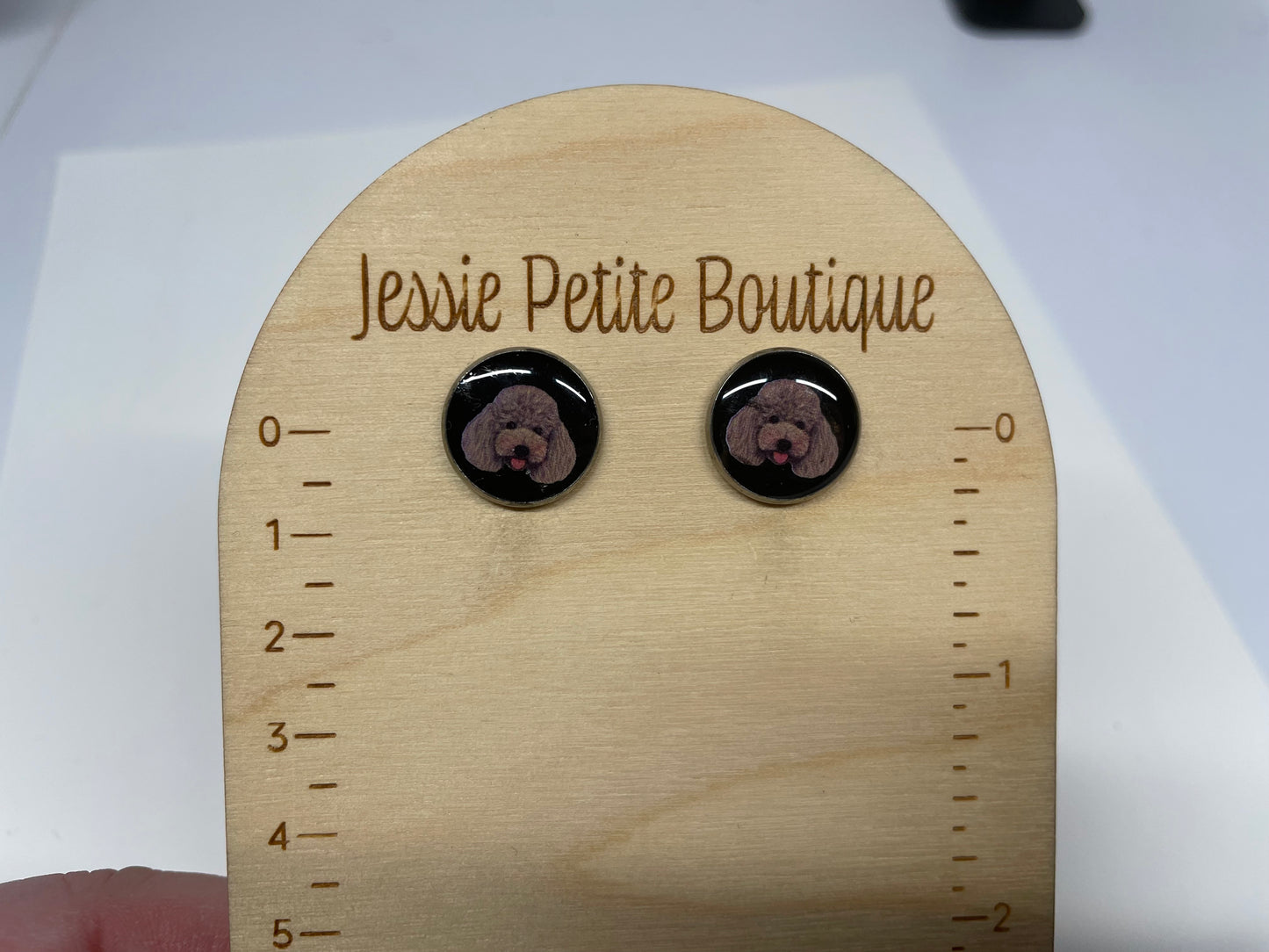 Dog Portrait Stud Earrings-Nickel Free+Stainless Steel