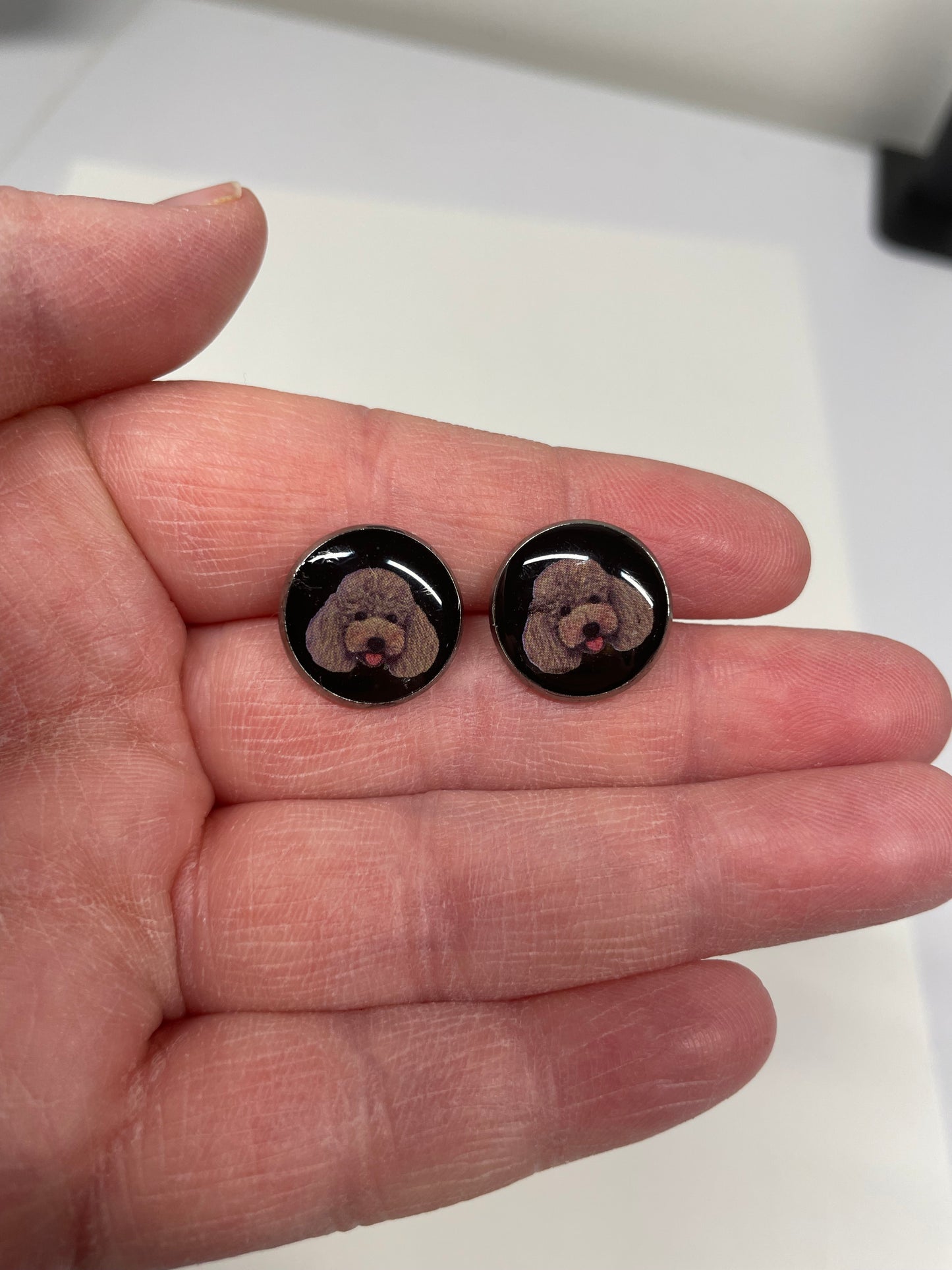 Dog Portrait Stud Earrings-Nickel Free+Stainless Steel
