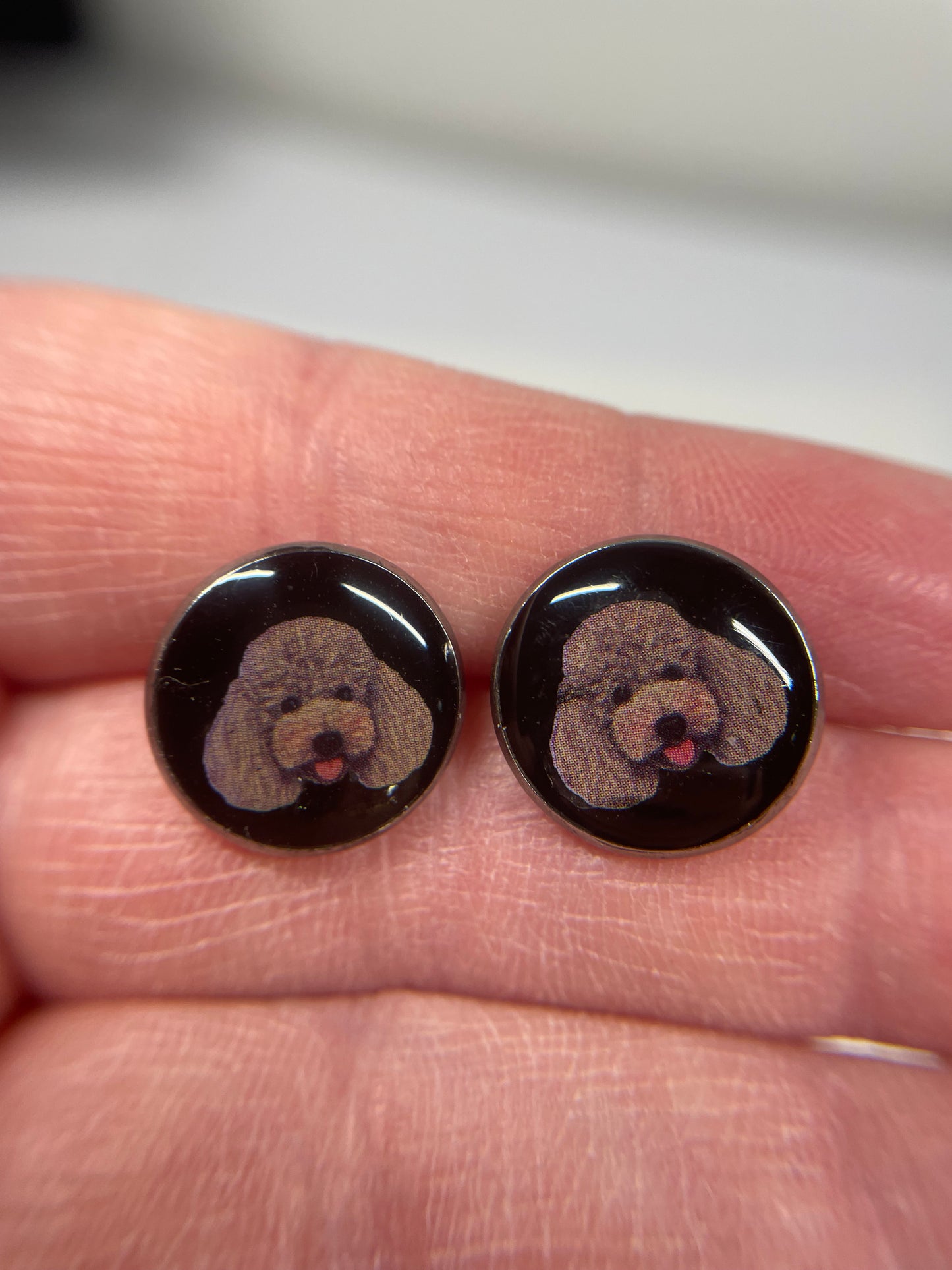 Dog Portrait Stud Earrings-Nickel Free+Stainless Steel