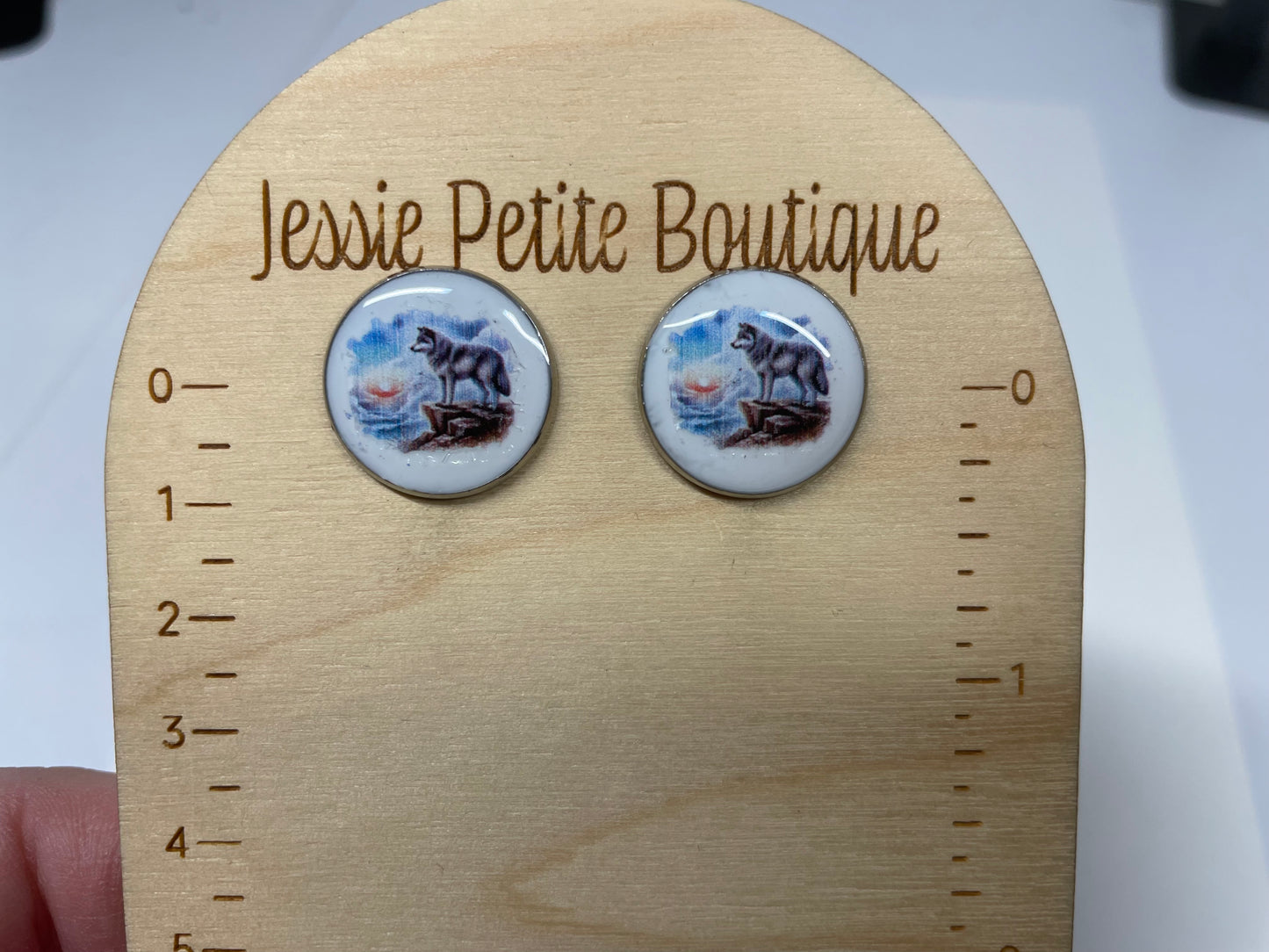 Wolf Stud earrings-Nickel Free+Stainless Steel