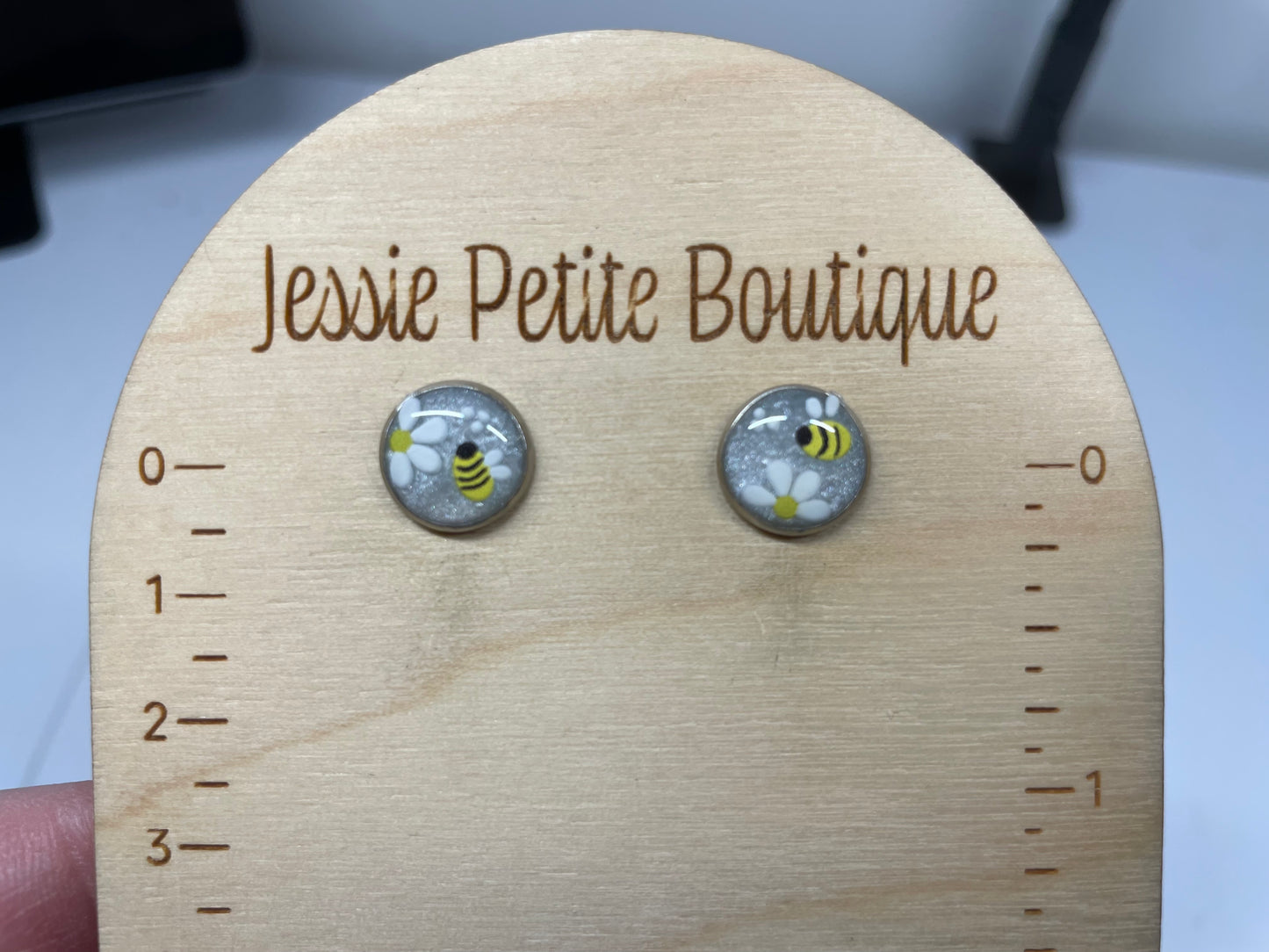 Bee and Daisy Stud Earrings-Stainless Steel