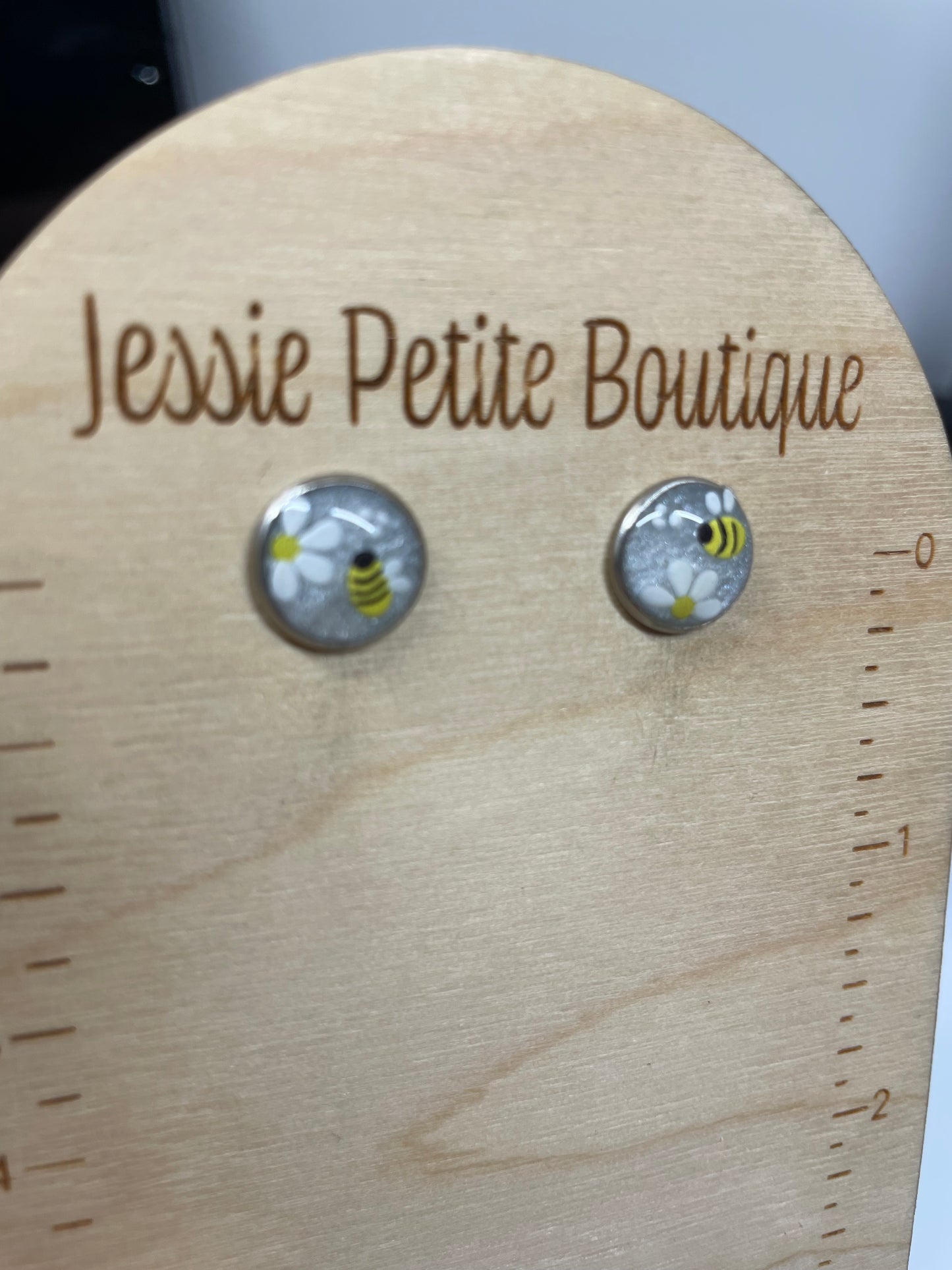 Bee and Daisy Stud Earrings-Stainless Steel