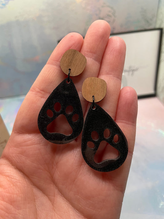 La Patte : Boucles d'oreilles noires - Acier inoxydable