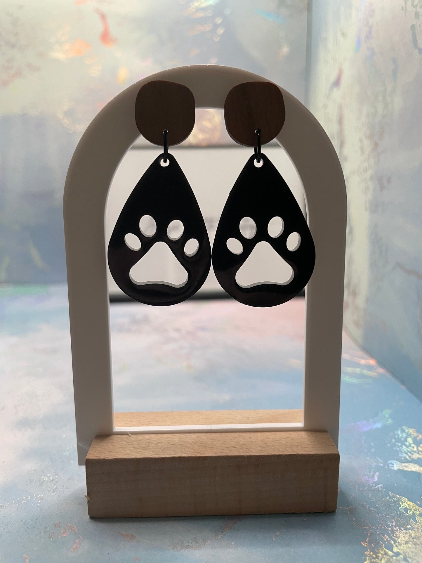 La Patte : Boucles d'oreilles noires - Acier inoxydable