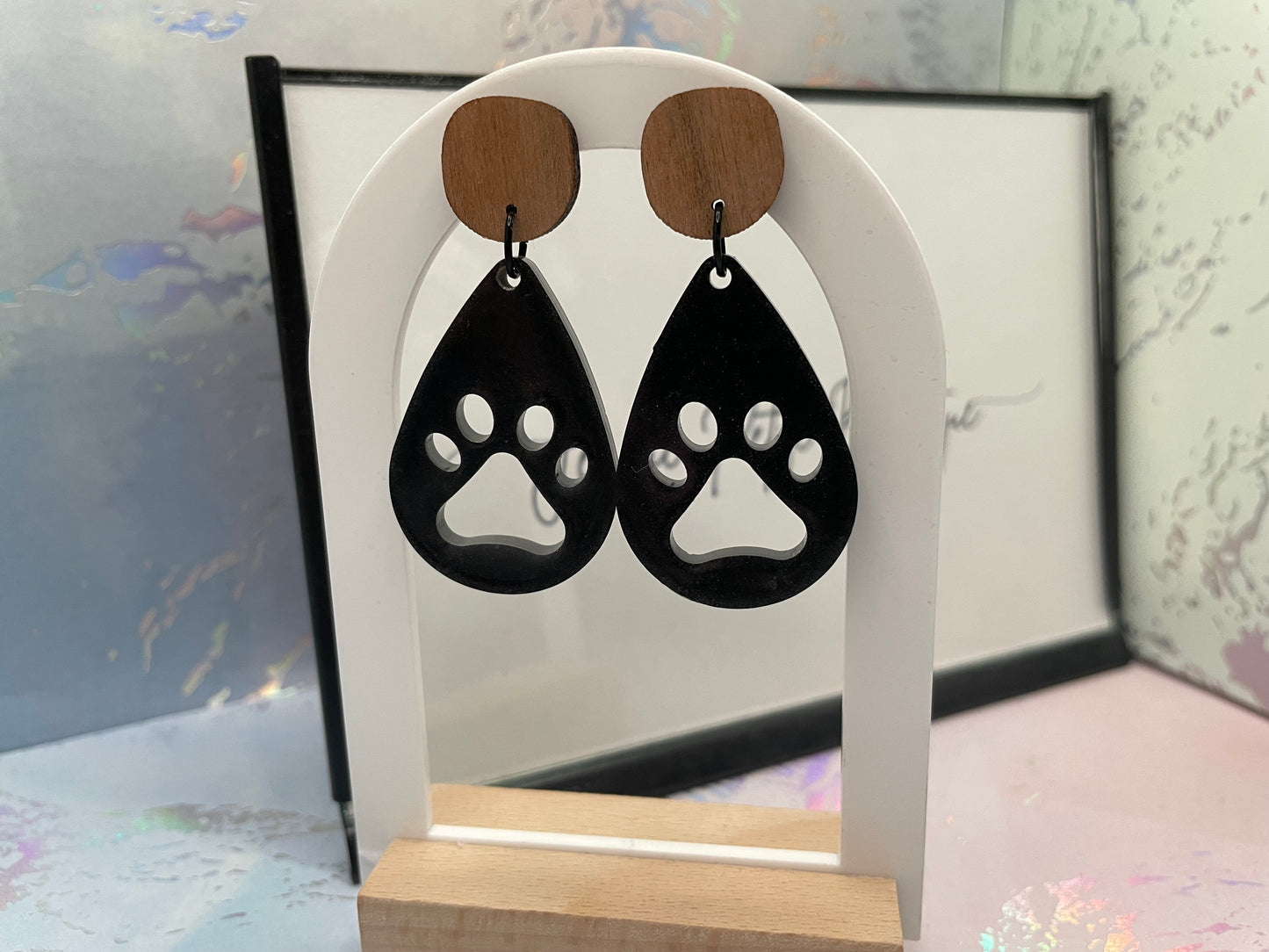 La Patte : Boucles d'oreilles noires - Acier inoxydable
